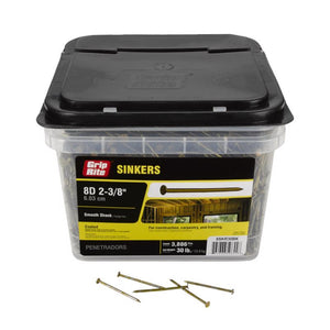 Grip-Rite 8D 2-3/8 in. Sinker Vinyl Steel Nail Round Head 30 lb 8SKR30BK
