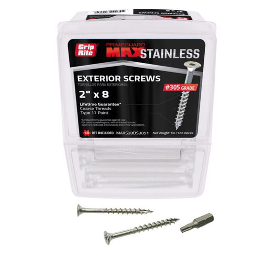 Grip-Rite PrimeGuard Max No. 8 wire X 2 in. L Silver Star Bugle Head Deck Screws 1 lb 128 pk