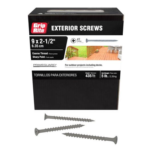 Grip-Rite No. 8 wire X 2-1/2 in. L Phillips Bugle Head Coarse Exterior Screws