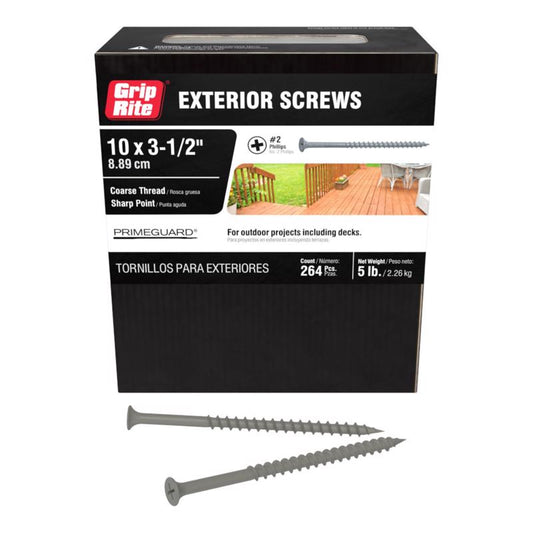 Grip-Rite No. 10 wire X 3-1/2 in. L Phillips Bugle Head Coarse Exterior Screws