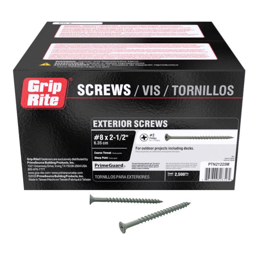 Grip-Rite No. 8 wire X 2-1/2 in. L Phillips Bugle Head Coarse Exterior Screws