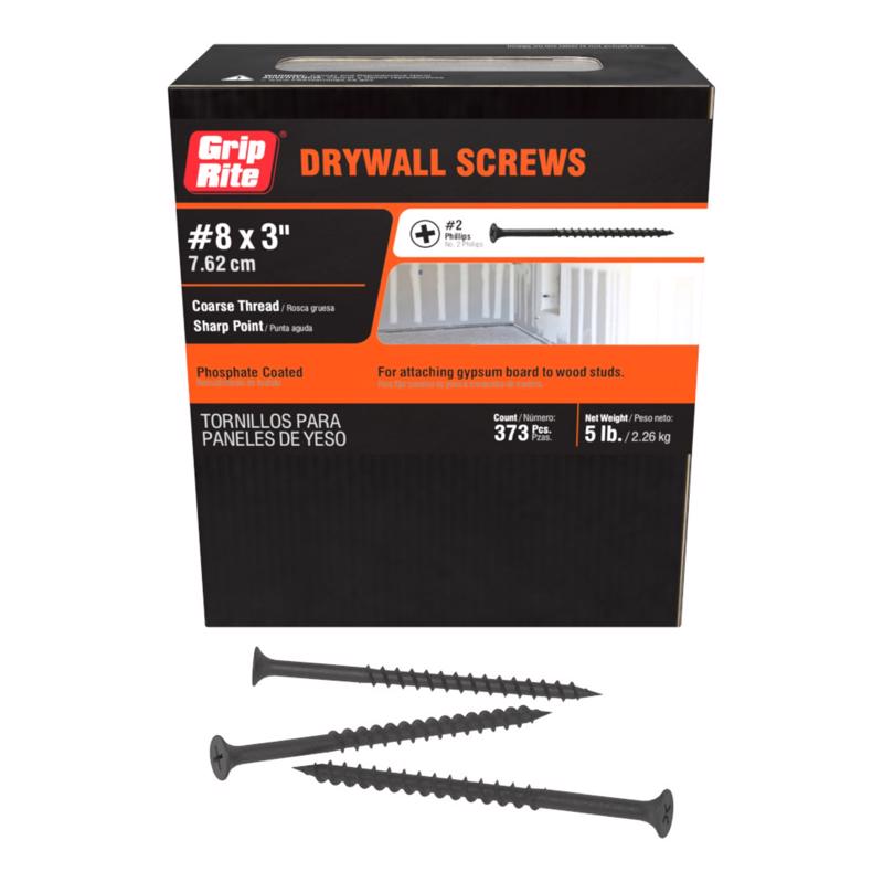 Grip-Rite No. 8 X 3 in. L Phillips Coarse Drywall Screws 5 lb 415 pk