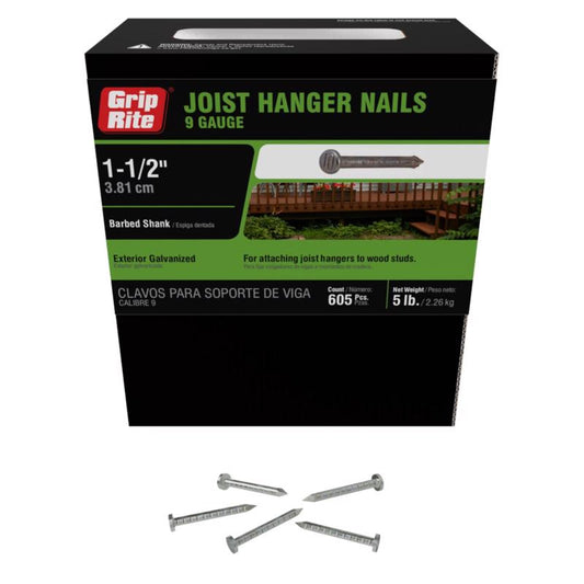 Grip-Rite No. 9 1-1/2 in. Joist Hanger Hot-Dipped Galvanized Steel Nail Flat Head 5 lb
