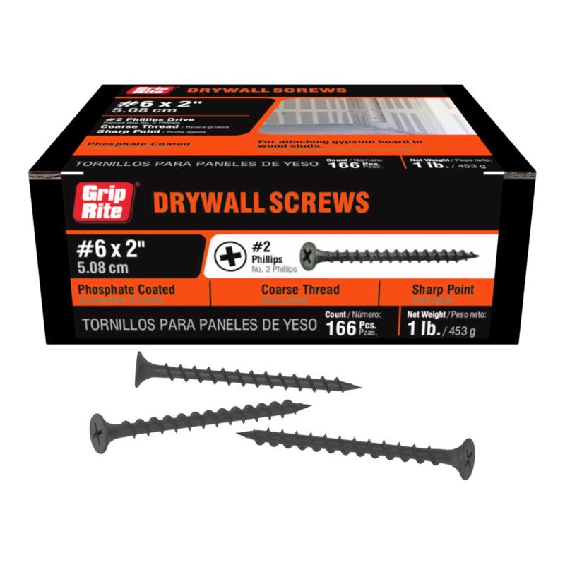 Grip-Rite No. 6 X 2 in. L Phillips Coarse Drywall Screws 1 lb 175 pk