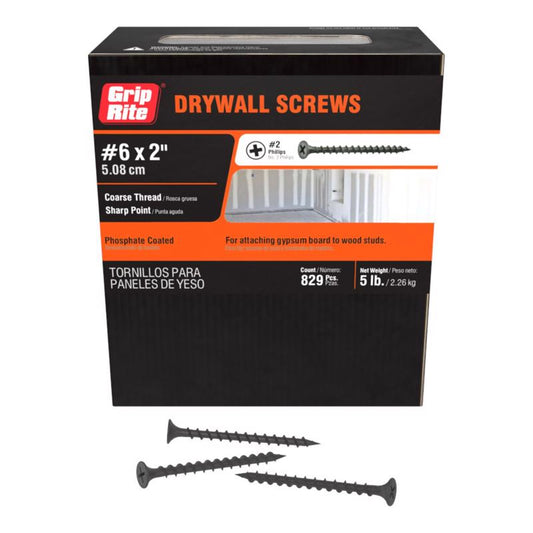 Grip-Rite No. 6 X 2 in. L Phillips Coarse Drywall Screws 5 lb 875 pk
