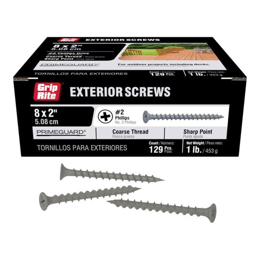 Grip-Rite PrimeGuard Ten No. 7 in. X 2 in. L Phillips Bugle Head Coarse Exterior Screws