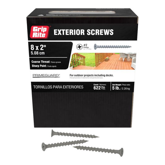 Grip-Rite PrimeGuard Ten No. 7 in. X 2 in. L Phillips Bugle Head Coarse Exterior Screws