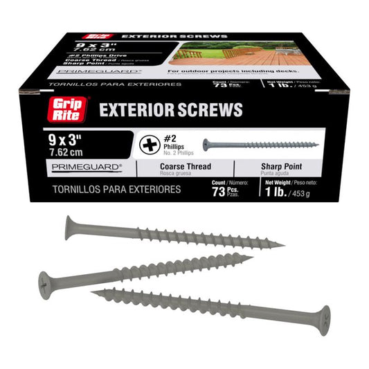 Grip-Rite PrimeGuard Ten No. 8 in. X 3 in. L Phillips Bugle Head Coarse Exterior Screws
