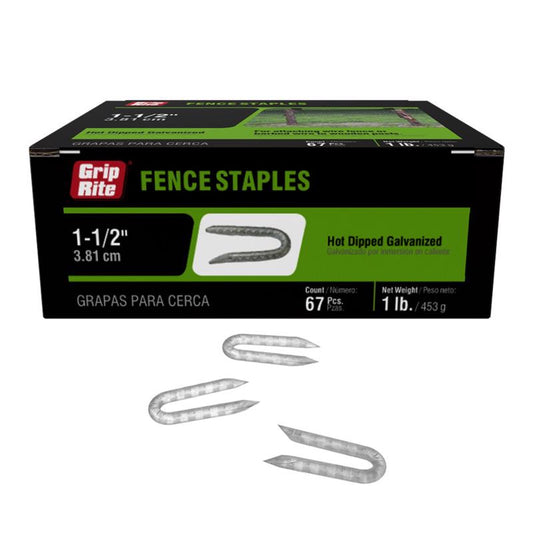 Grip-Rite 0.25 in. W X 1-1/2 in. L Hot-Dipped Galvanized Steel Fence Staples 9 Ga. 1 lb