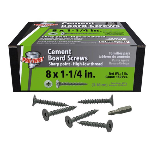 Grip-Rite No. 8 wire X 1-1/4 in. L Phillips Wafer Head Coarse Cement Board Screws
