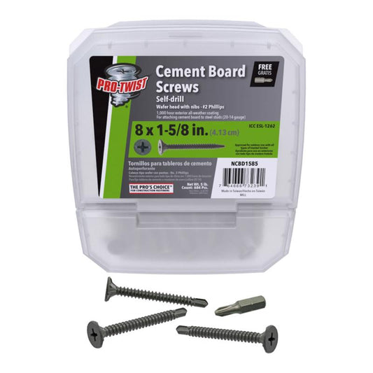 Grip-Rite No. 8 wire X 1-5/8 in. L Phillips Wafer Head Fine Cement Board Screws