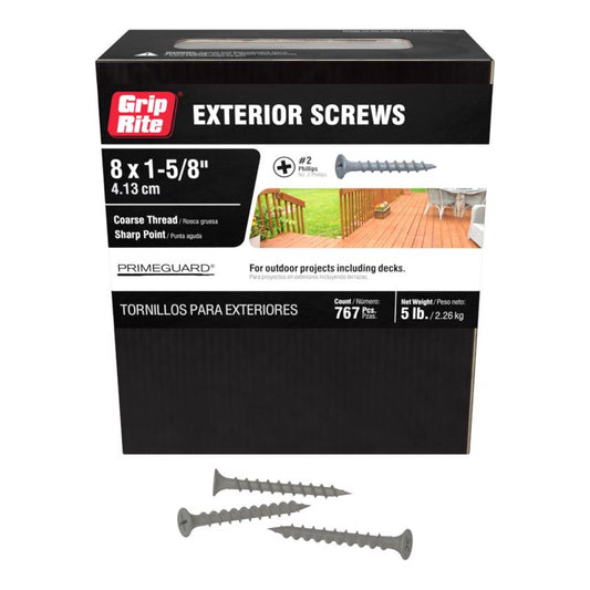 Grip-Rite No. 6 wire X 1-5/8 in. L Phillips Flat Head Coarse Exterior Screws