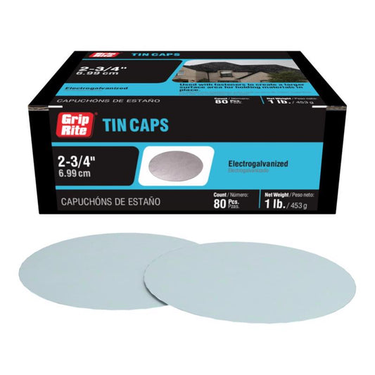 Grip-Rite 2-3/4 in. Box Steel Tin Cap Disks Full Round Head 1 lb
