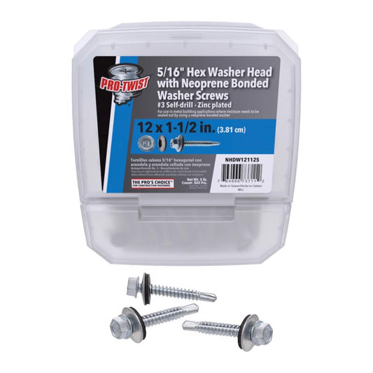 Grip-Rite Pro-Twist No. 12 Sizes X 1-1/2 in. L Hex Hex Head Screws w/Washers 5 lb