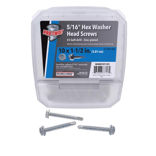 Grip-Rite Pro-Twist No. 10 Sizes X 1-1/2 in. L Hex Hex Head Sheet Metal Screws