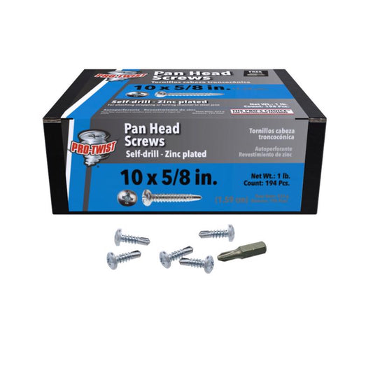 Grip-Rite Pro-Twist No. 10 Sizes X 5/8 in. L Phillips Pan Head Sheet Metal Screws 1 lb