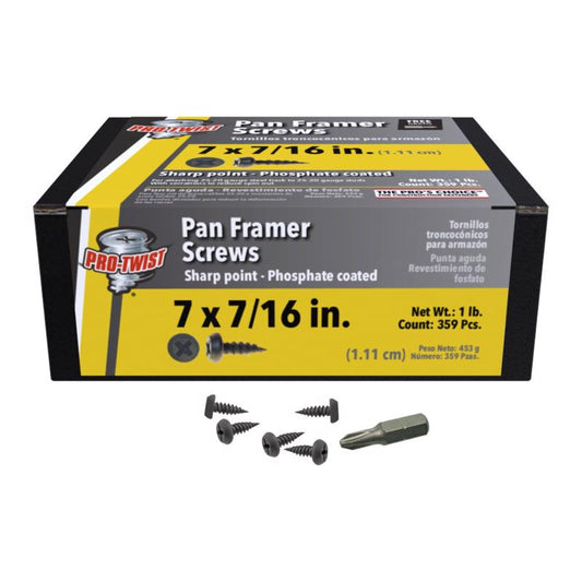 Grip-Rite Pro-Twist No. 7 wire X 7/16 in. L Phillips Coarse Framer Screw 1 lb 378 pk