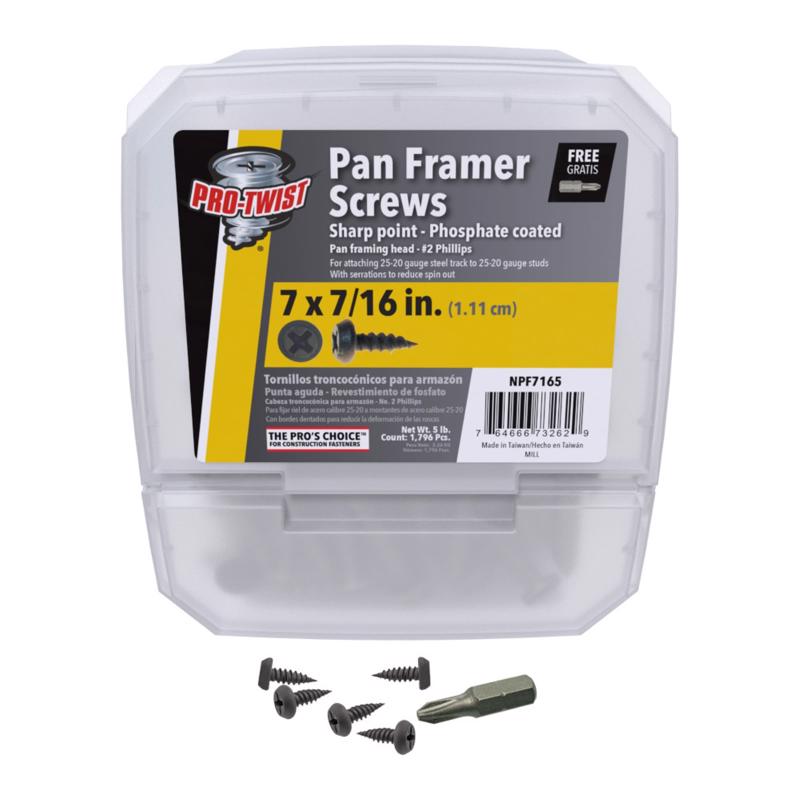 Grip-Rite Pro-Twist No. 7 wire X 7/16 in. L Phillips Coarse Framer Screw 5 lb 1890 pk