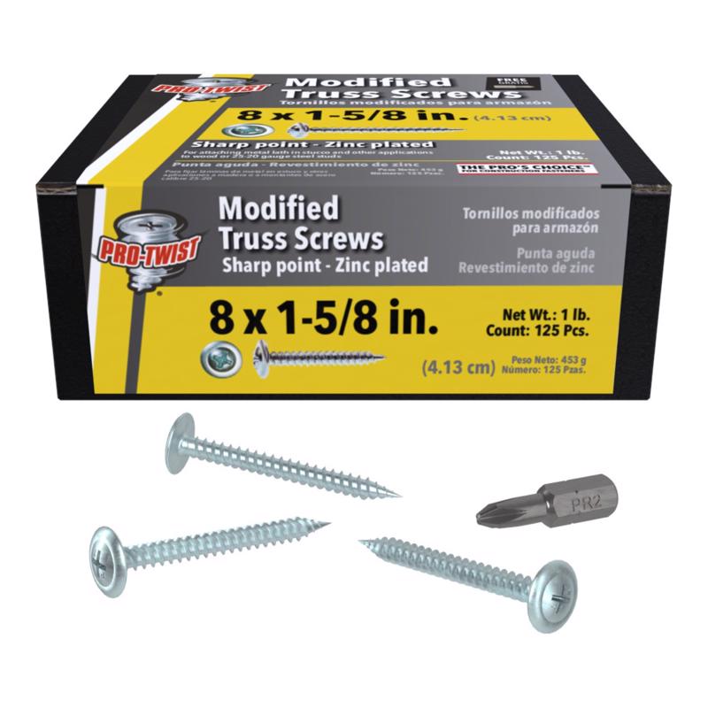 Grip-Rite Pro-Twist No. 8 wire X 1-5/8 in. L Phillips Truss Head Fine Lath Screws
