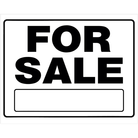 HILLMAN English White For Sale Sign 20 in. H X 24 in. W