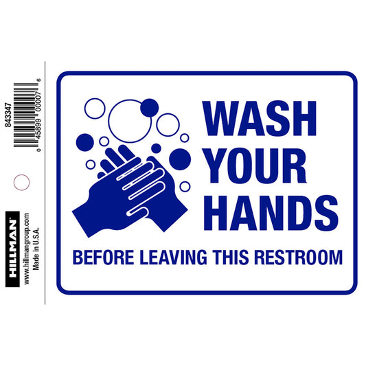 HILLMAN English White Restroom Decal 4 in. H X 6 in. W