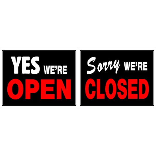 HILLMAN English Black Open/Close Sign 15 in. H X 19 in. W