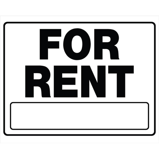 HILLMAN English White For Rent Sign 20 in. H X 24 in. W