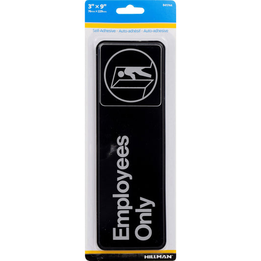 HILLMAN English Black Informational Plaque 3 in. H X 9 in. W