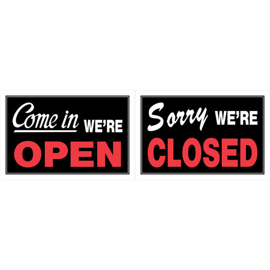 HILLMAN English Black Open/Close Sign 8 in. H X 12 in. W