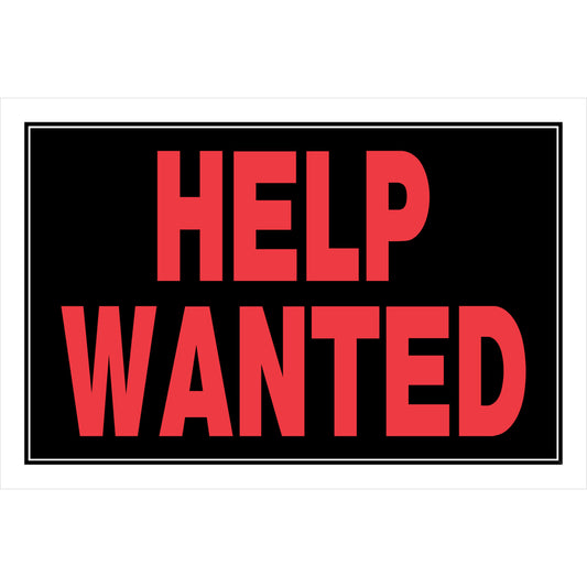 HILLMAN English Black Help Wanted Sign 8 in. H X 12 in. W