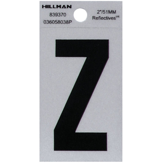 HILLMAN 2 in. Reflective Black Vinyl Self-Adhesive Letter Z 1 pc