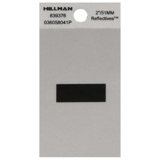 HILLMAN 2 in. Reflective Black Vinyl Self-Adhesive Special Character Hyphen 1 pc