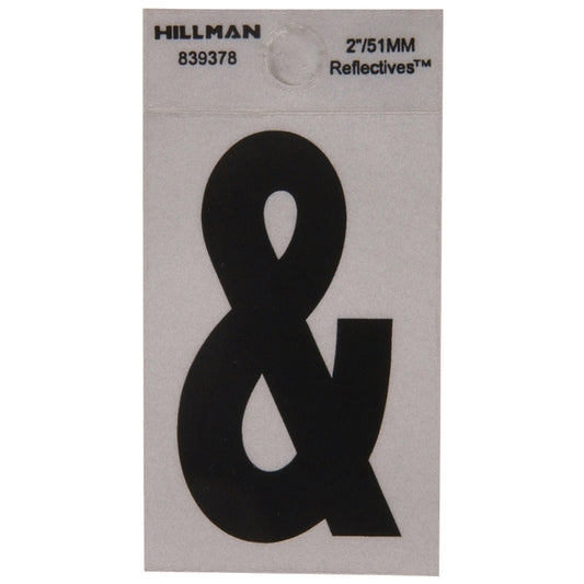 HILLMAN 2 in. Reflective Black Vinyl Self-Adhesive Special Character Ampersand 1 pc