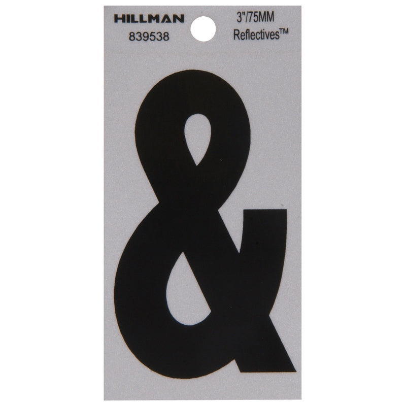 HILLMAN 3 in. Reflective Black Vinyl Self-Adhesive Special Character Ampersand 1 pc
