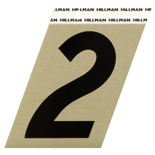 HILLMAN 3 in. Reflective Black Vinyl Self-Adhesive Number 2 3 pc