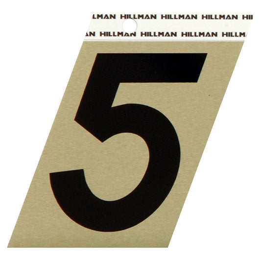 HILLMAN 3 in. Reflective Black Vinyl Self-Adhesive Number 5 1 pc