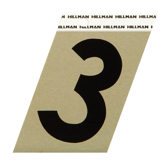 HILLMAN 3 in. Reflective Black Vinyl Self-Adhesive Number 3 1 pc
