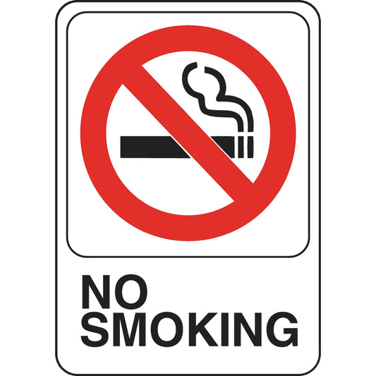 HILLMAN English White No Smoking Sign 5 in. H X 7 in. W