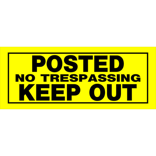 HILLMAN English Yellow No Trespassing Sign 6 in. H X 15 in. W