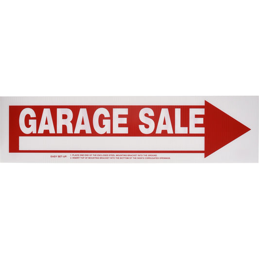 HILLMAN English White Garage Sale Sign 6 in. H X 24 in. W