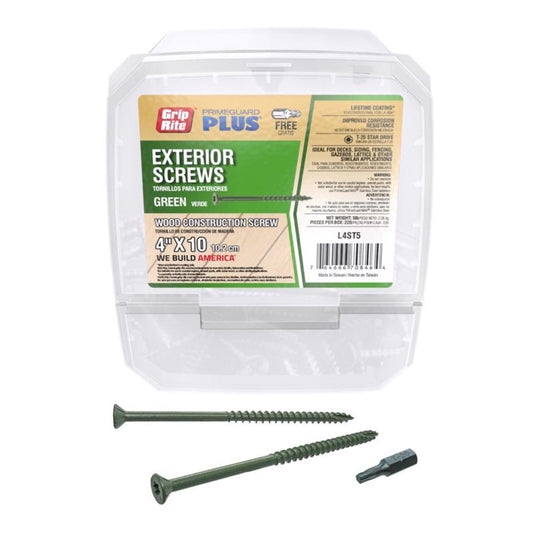 Grip-Rite PrimeGuard Plus No. 10 wire X 4 in. L Green Star Bugle Head Deck Screws 5 lb 250 pk