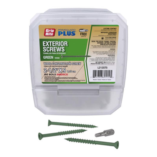 Grip-Rite PrimeGuard Plus 2-1/2 in. L Green Star Bugle Head Deck Screws 5 lb 150 pk