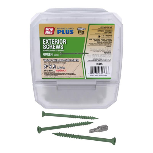 Grip-Rite PrimeGuard Plus 3 in. L Green Star Bugle Head Deck Screws 5 lb 365 pk