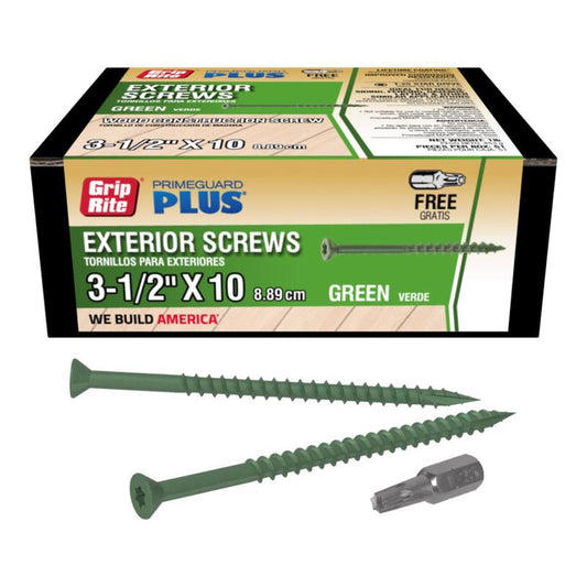 Grip-Rite PrimeGuard Plus No. 10 wire X 3-1/2 in. L Green Star Bugle Head Deck Screws 1 lb 53 pk