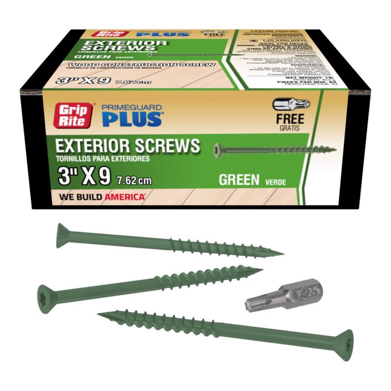 Grip-Rite PrimeGuard Plus 3 in. L Green Star Bugle Head Deck Screws 1 lb 73 pk
