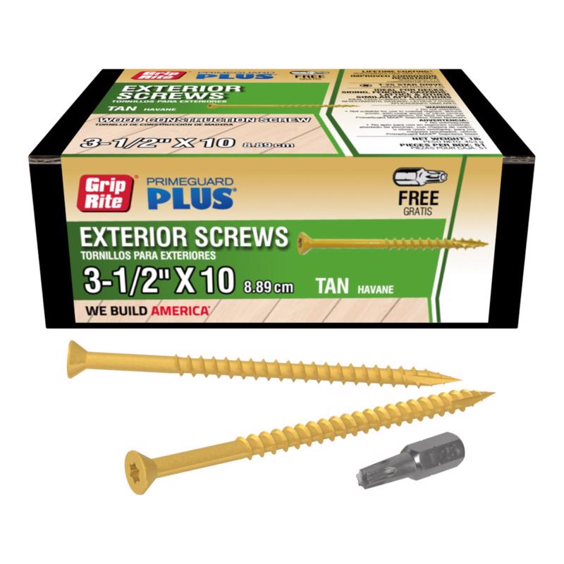 Grip-Rite PrimeGuard Plus No. 10 wire X 3-1/2 in. L Tan Star Bugle Head Deck Screws 1 lb 51 pk