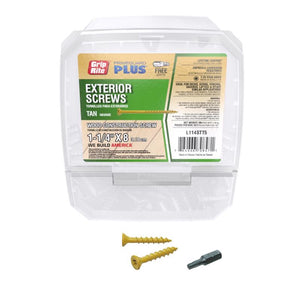Grip-Rite PrimeGuard Plus No. 8 wire X 1-1/4 in. L Tan Star Bugle Head Exterior Deck Screws 5 lb 614 L114STT5, Pack of 4