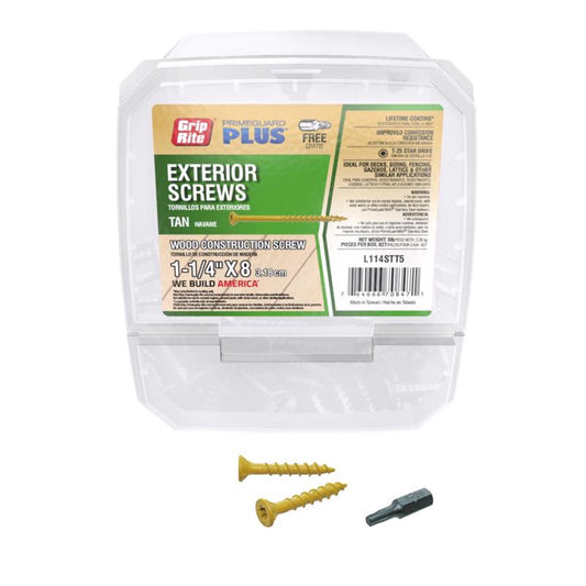 Grip-Rite PrimeGuard Plus No. 8 wire X 1-1/4 in. L Tan Star Bugle Head Exterior Deck Screws 5 lb 614