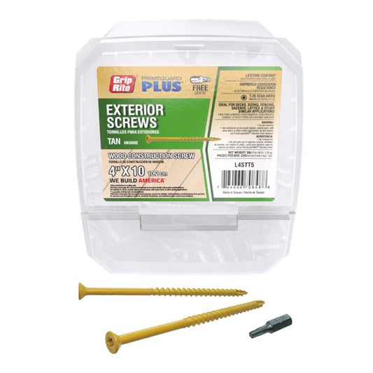 Grip-Rite PrimeGuard Plus No. 10 wire X 4 in. L Tan Star Bugle Head Exterior Deck Screws 5 lb