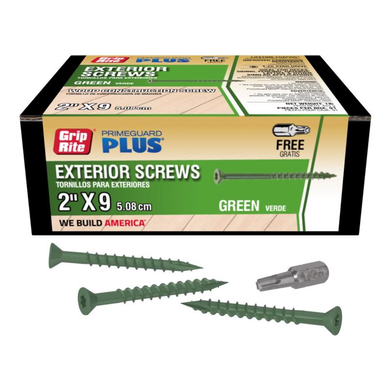 Grip-Rite PrimeGuard Plus No. 8 wire X 2 in. L Green Star Bugle Head Deck Screws 1 lb 72 pk